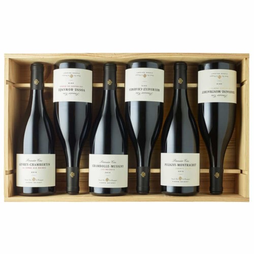 Caisse bois 6 bouteilles Premiers Crus rouges et blancs 2015