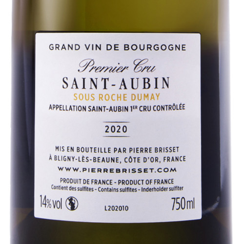 Saint Aubin Premier Cru Sous Roche Dumay 2020 Pierre Brisset