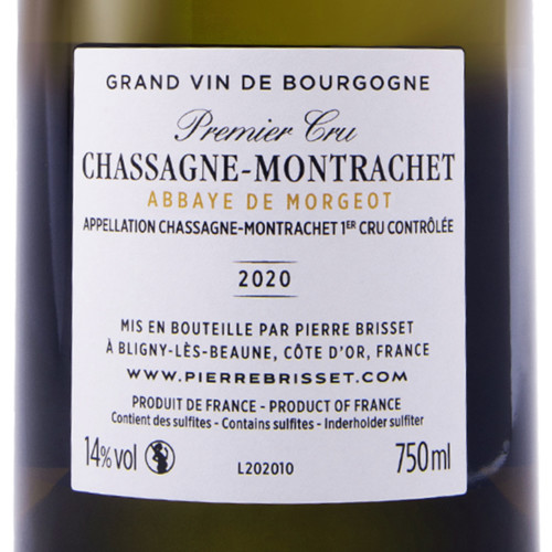 Chassagne Montrachet 1er cru Abbaye de Morgeot 2020 Pierre Brisset