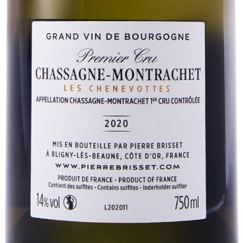 Chassagne Montrachet 1er cru Les Chenevottes 2020 Pierre Brisset